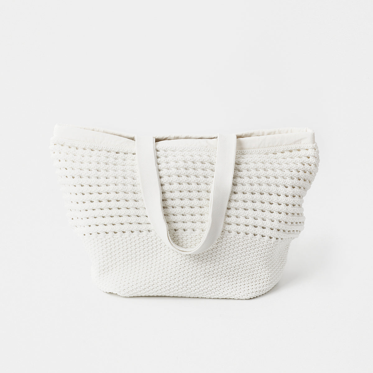 Knitted chunky Boston bag / white
