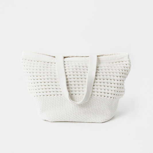 Knitted chunky Boston bag / white