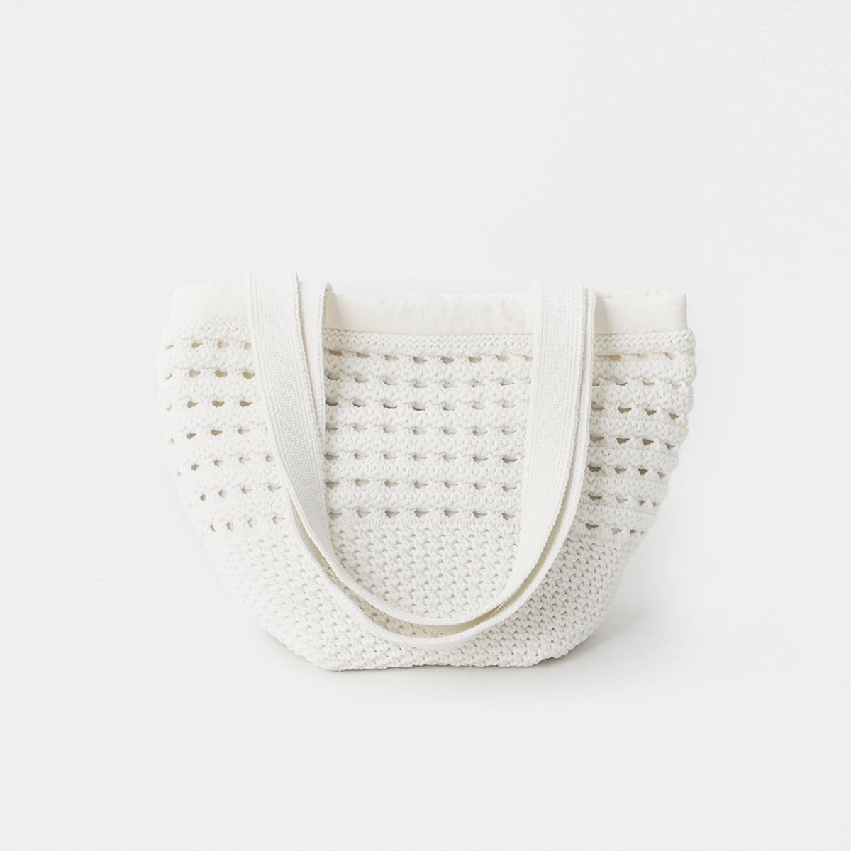 Knitted chunky boston bag mini / white