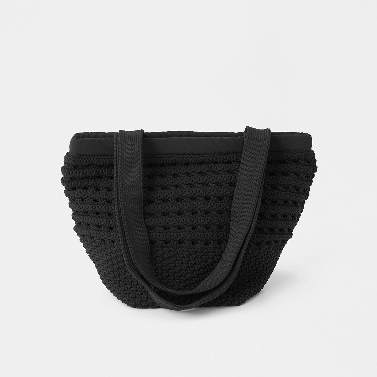 Knitted chunky boston bag mini / black