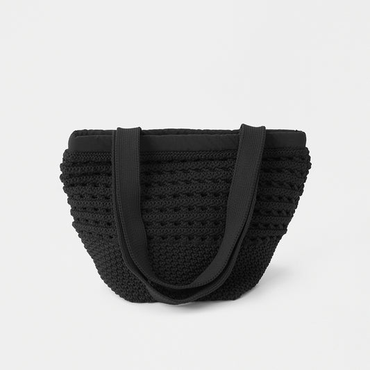 Knitted chunky boston bag mini / black