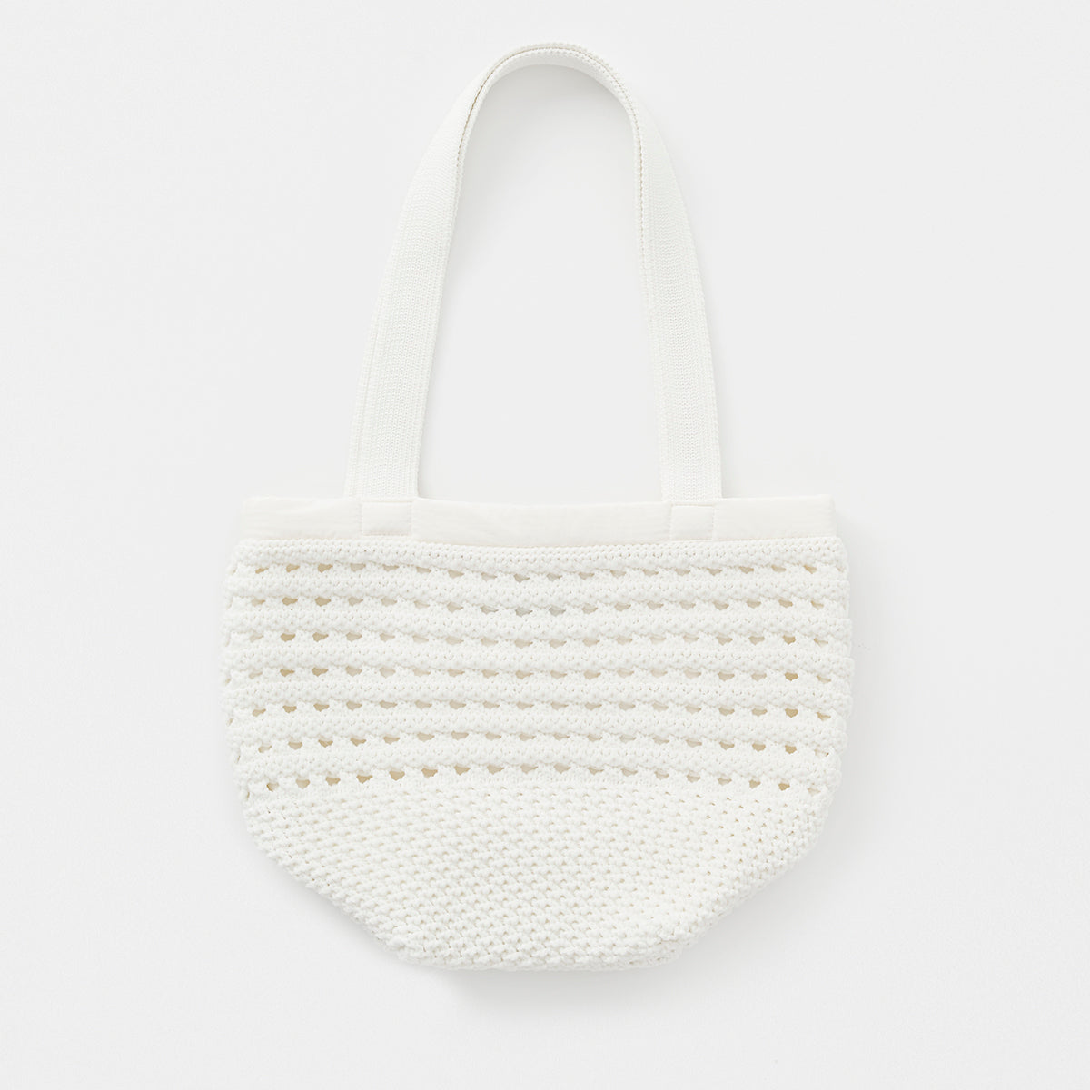 Knitted chunky boston bag mini / white